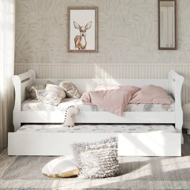 Bicama Solteiro Branca em MDF Resistente Clássica