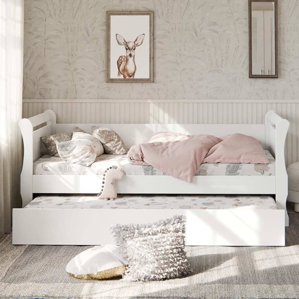 Bicama Solteiro Branca em MDF Resistente Clássica