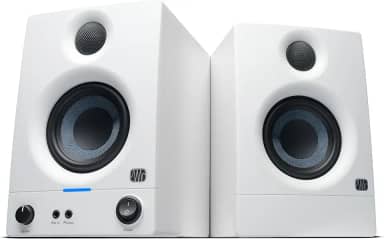 PreSonus Monitores de estúdio Eris 3.5 (brancos), par — alto-falantes de estante alimentados por 8,9 cm, estéreo, computador de mesa, produção de música de campo próximo, gravação de mixagem de áudio