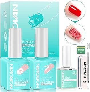 Morovan Kit Removedor de Esmalte Em Gel: Removedor de Esmalte Em Gel para Unhas com Fita de Látex Líquido Descasque O Fortalecedor de Unhas, Empurrador de Cutícula Removedor de Gel Rápido e Fácil para Unhas Em 3-5 Minutos, Sem Imersão Ou Embrulho