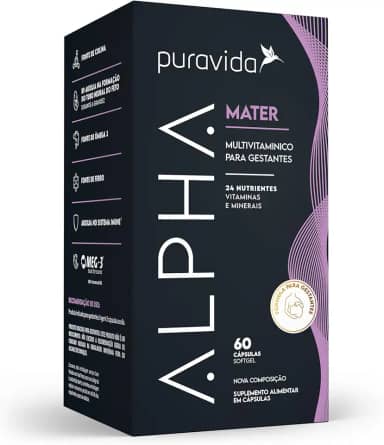 Puravida Vitaminas e Ômega 3 para Gestantes Alpha Mater 60 Cápsulas