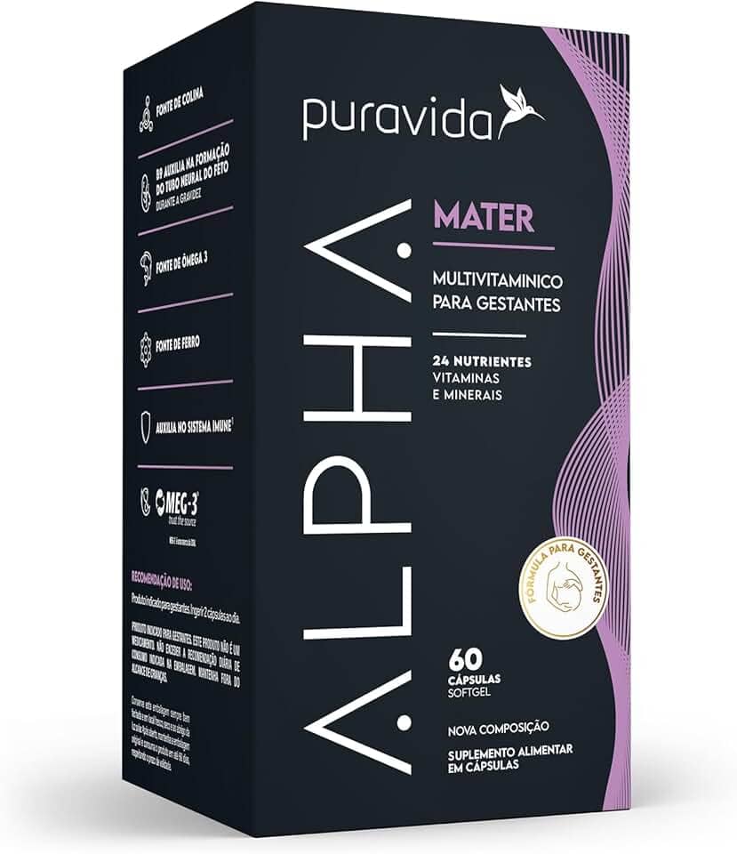 Puravida Vitaminas e Ômega 3 para Gestantes Alpha Mater 60 Cápsulas