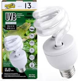 ReptiKing Lâmpada UVB para répteis, lâmpada UVB5.0 de 13 W, lâmpada de réptil UVA UVB para leopardo, lagartixa com crista, tartaruga, camaleão, lâmpadas UVB para répteis da selva