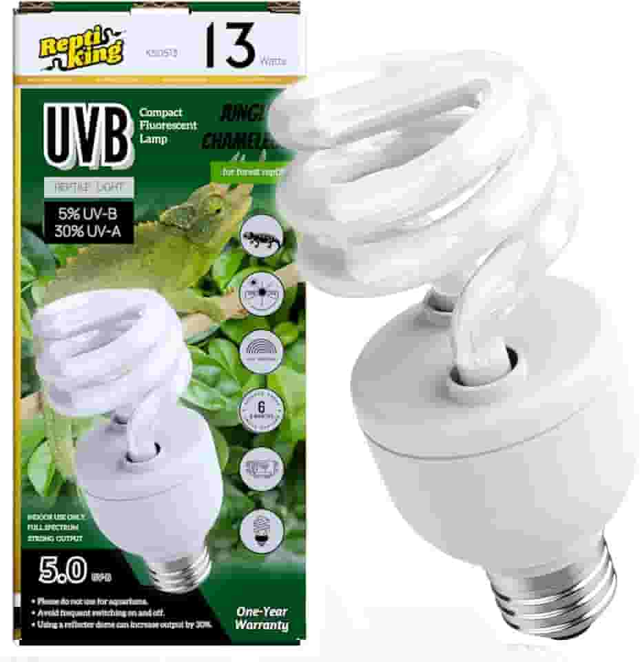 ReptiKing Lâmpada UVB para répteis, lâmpada UVB5.0 de 13 W, lâmpada de réptil UVA UVB para leopardo, lagartixa com crista, tartaruga, camaleão, lâmpadas UVB para répteis da selva
