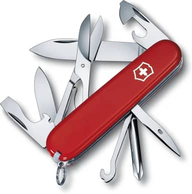Victorinox Canivete suíço Super Tinker, canivete de bolso suíço de 14 funções com lâmina grande, 2 chaves de fenda e gancho multiuso - vermelho