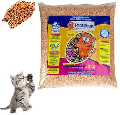 20KG Pellets Higiênico De Madeira areia Para Gatos Madeirinha
