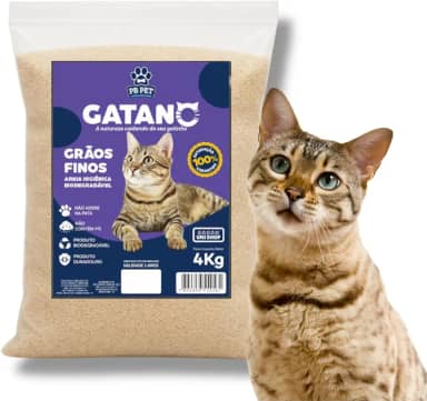 Areia Grãos Finos Biodegradável Gato 100% Mandioca 4Kg - Gatano