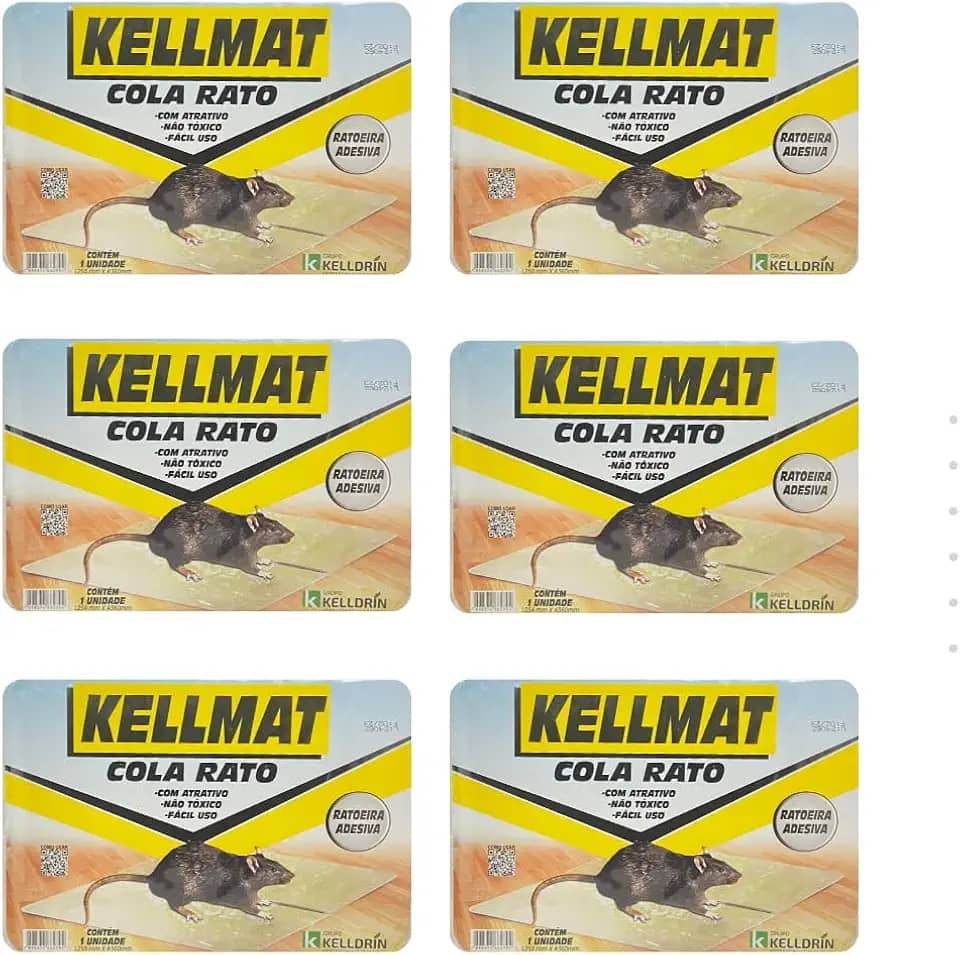 COLA RATO RATOEIRA ADESIVA ARMADILHA PEGA RATOS KELLMAT KELLDRIN - KIT 6 UNIDADES