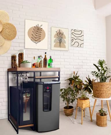 Aparador Bar para Adega e Cervejeira Ferro Industrial e Mdf