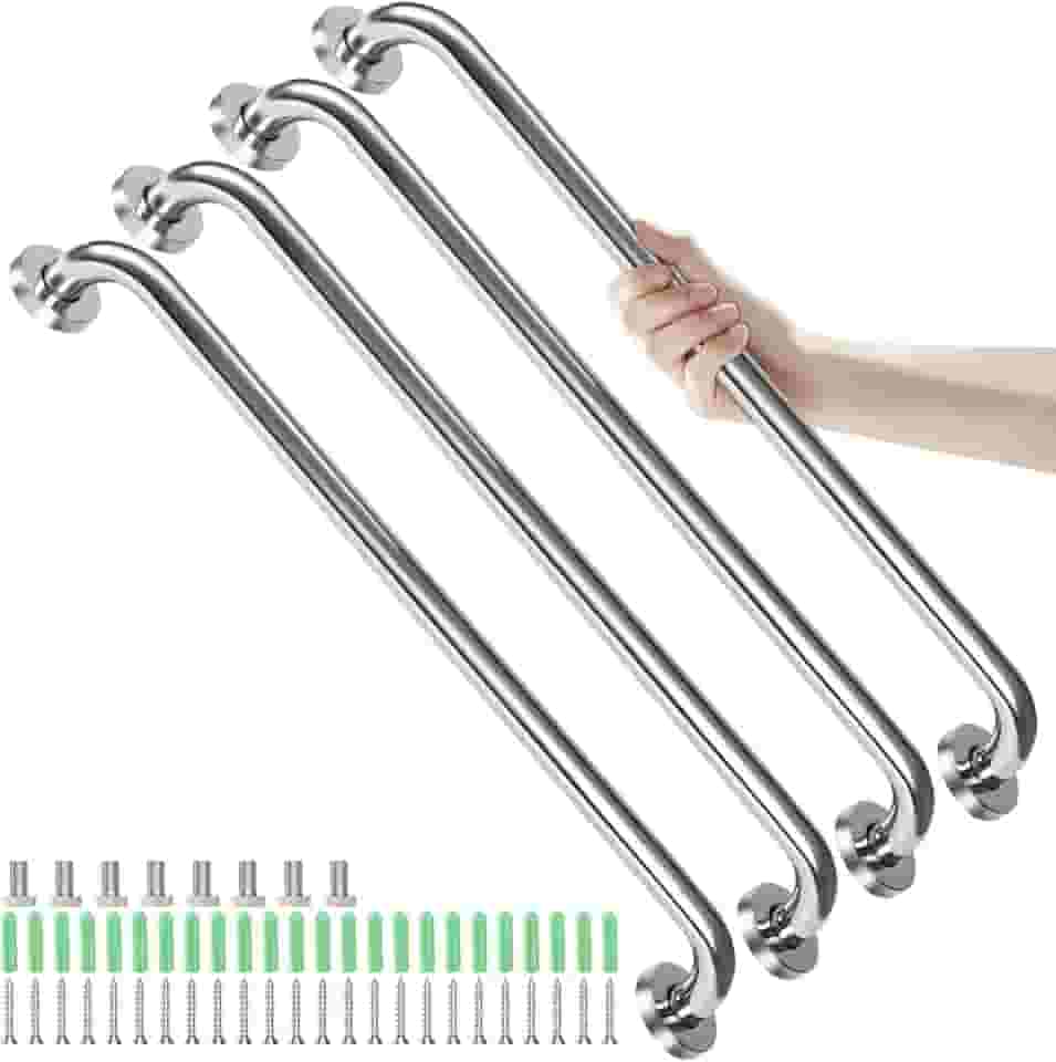Wulnar Kit 4 Barras de Apoio 60cm Aço Inoxidável Polido Barra de Apoio para Banheiro Idoso