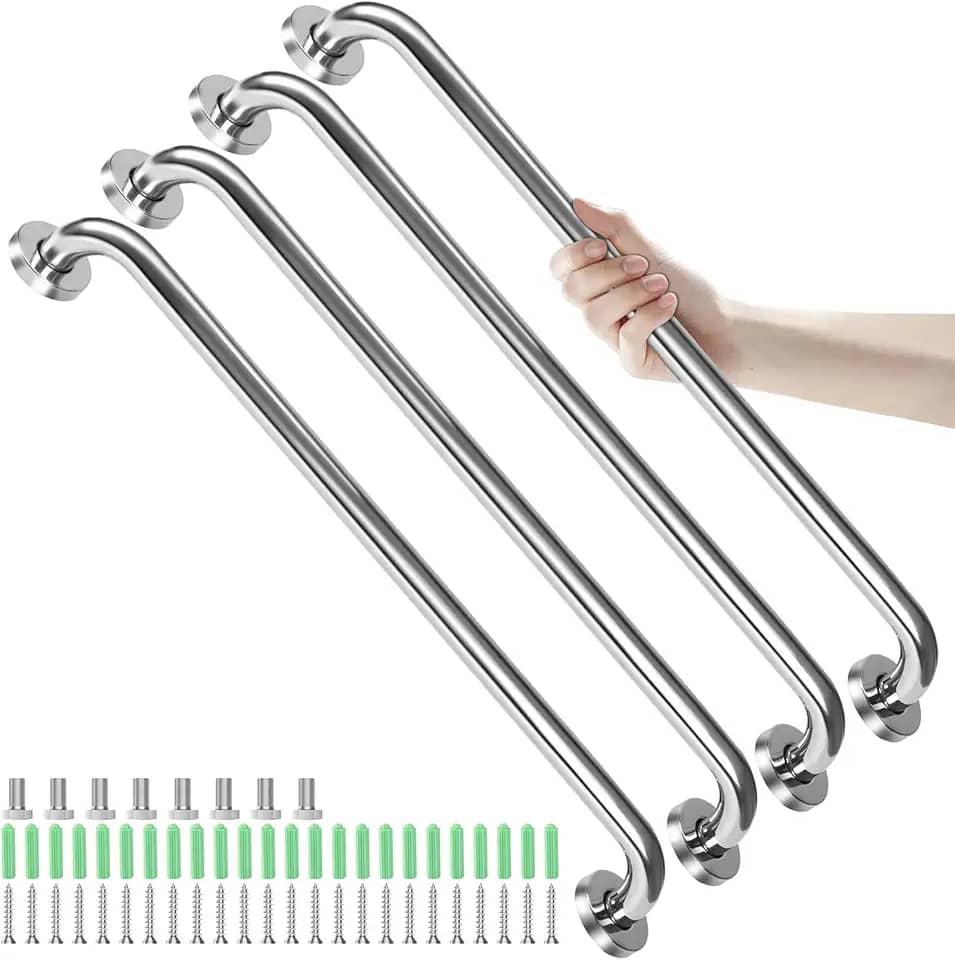 Wulnar Kit 4 Barras de Apoio 60cm Aço Inoxidável Polido Barra de Apoio para Banheiro Idoso