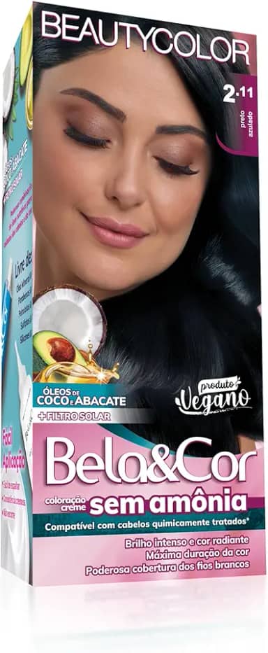 Coloração Bela&Cor Sem Amônia - 2.11 Preto Azulado