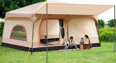 Barraca de Camping Xalhar, Barraca para 12 Pessoas, Barraca de Acampamento, Barraca de Camping Impermeável, Tenda para 8 a 12 Pessoas, 420 * 305 * 200cm