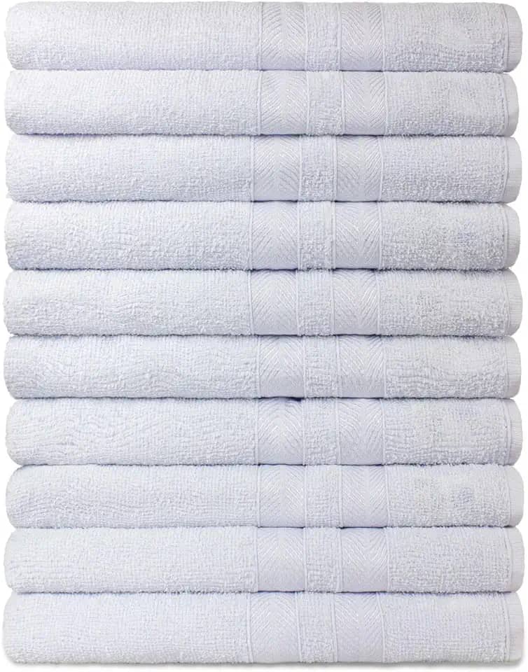 Kit 10 Toalhas Rosto para Hotel 100% Algodão Caricinha - Branca