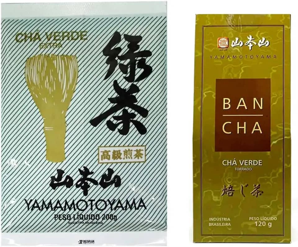 Chá Verde Extra Sencha Japonês 200g Yamamotoyama + Ban-Chá Torrado 120g | Kit Chá Verde Premium Yamamotoyama