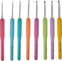 Kit de Agulha Para Crochê, NYBC, 8 Agulhas de Diferentes Tamanhos, Cabo de Plástico