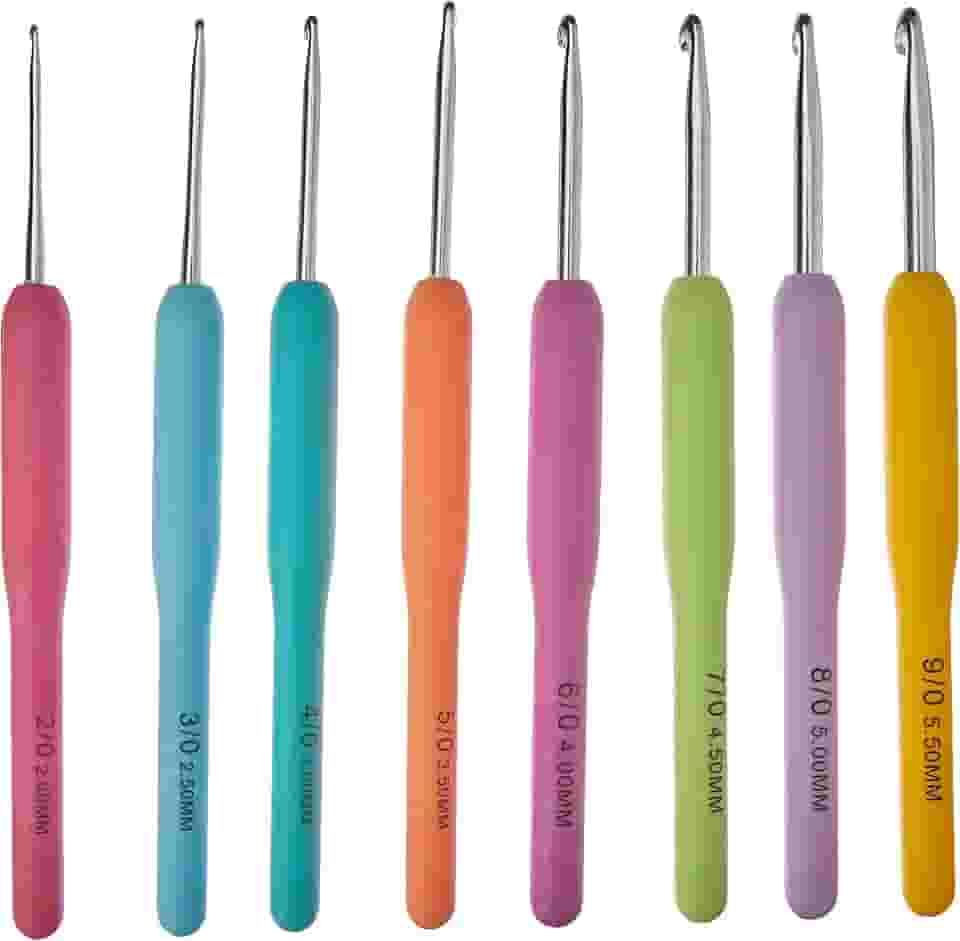 Kit de Agulha Para Crochê, NYBC, 8 Agulhas de Diferentes Tamanhos, Cabo de Plástico