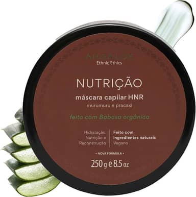 AHOALOE Máscara Capilar HNR Reconstrutora - Hidratação, Nutrição e Reconstrução - Babosa, MuruMuru e Pracaxi - Restauração para Cabelos Ressecados e Danificados - 250g