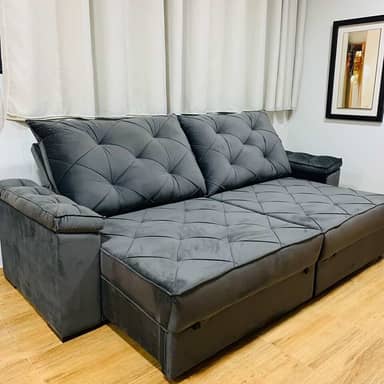 Sofá Modelo Everest Retrátil Com Molas Ensacadas 2,30m Cinza