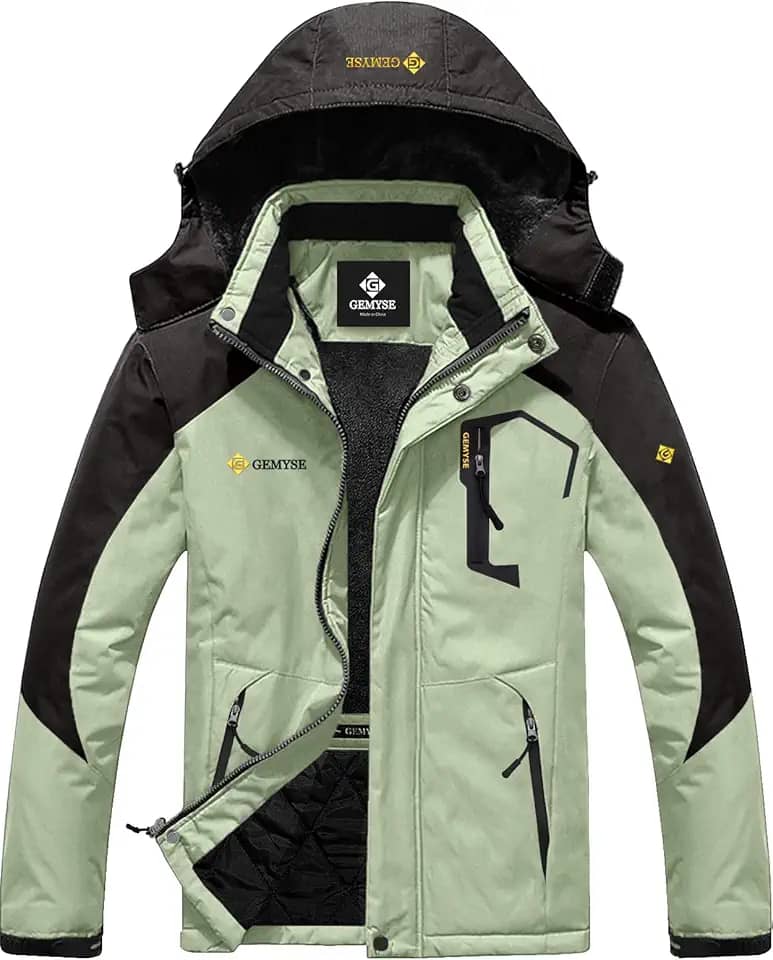 Jaqueta de chuva masculina à prova d'água para esqui e neve, à prova de vento (preta, média)