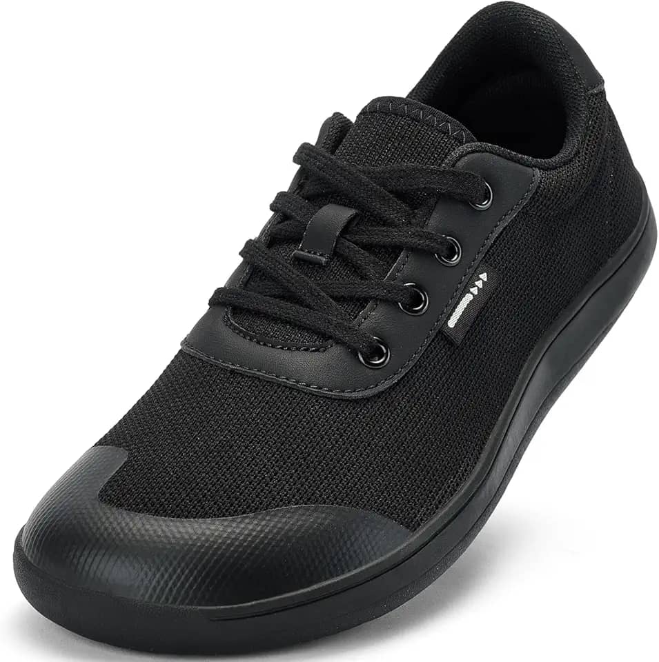 Sapatos femininos com bico largo – Sapatos minimalistas descalços zero drop casual confortável caminhada atlética ampla largura tênis moderno para joanete inchaço fascite plantar pé