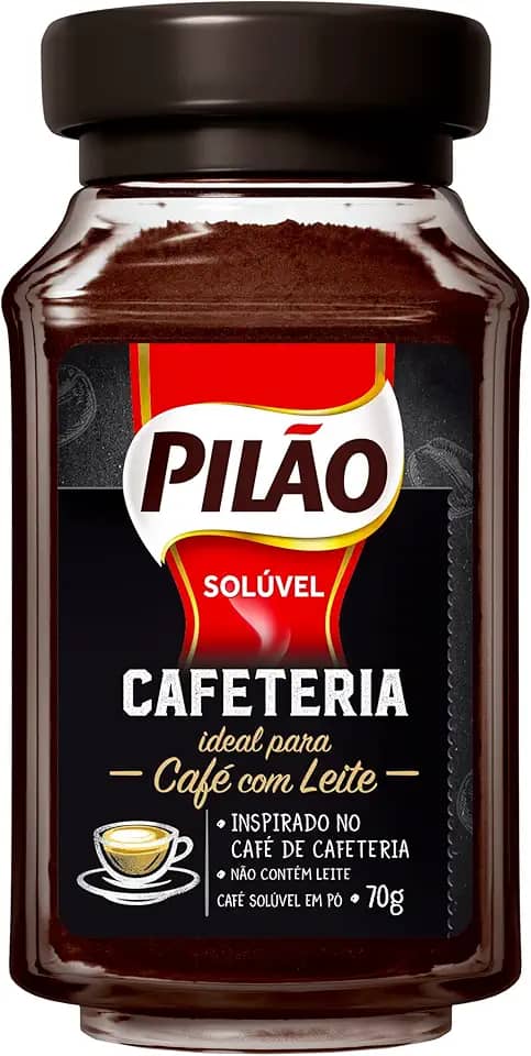 Café Solúvel em Pó Pilão Cafeteria Vidro 70g