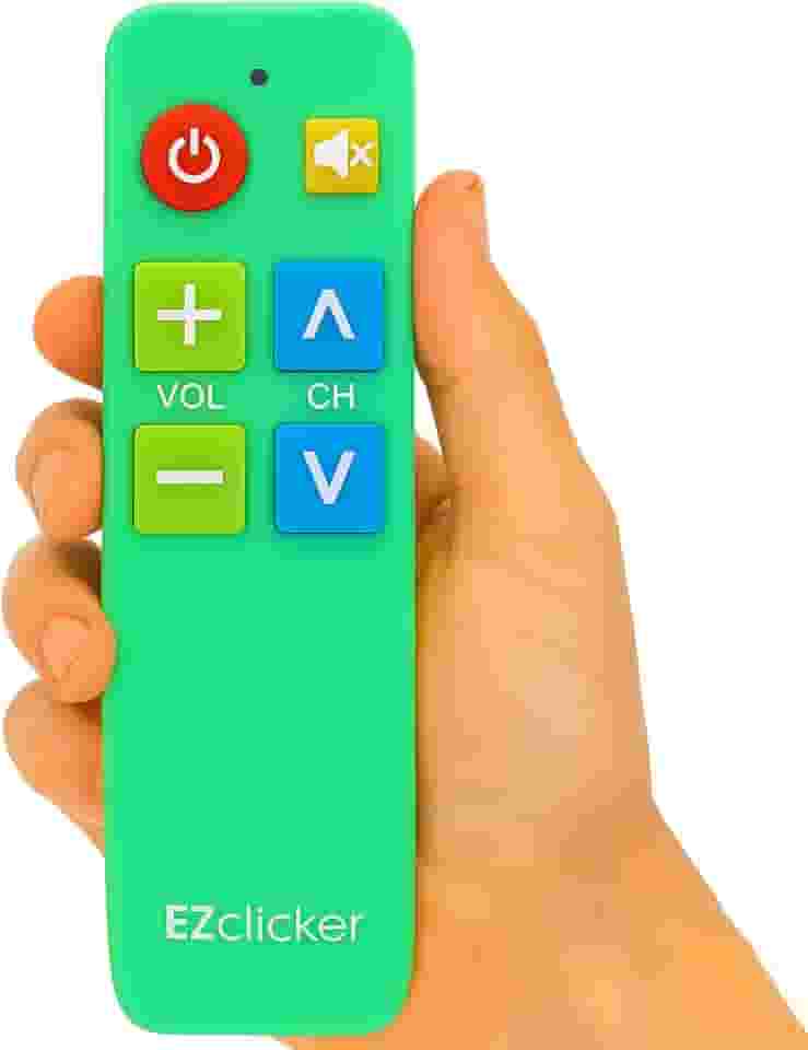 EZclicker Controle remoto de TV Plus para idosos (verde) botão grande extra simples, funciona com as principais marcas de TV (2 pilhas AAA não incluídas)