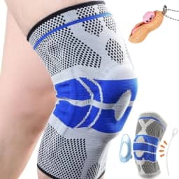 Joelheira Ortopedica De Compressão Silicone E Fio De Flexível Aço Tensor Alívio De Dor Tensor articulada ligamento rompido Fitness Cross Bike Volei Basquete Proteção Silicone e recuperação do joelho + Chaveiro Tubarão Stores (M)