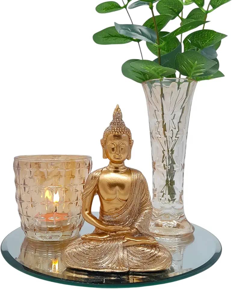 Buda Hindu Tibetano Porta Vela Vaso E Bandeja Decoração Sala