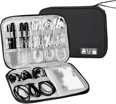 Bolsa Organizadora Portátil para Cabos e Acessórios Eletrônicos, Estojo Multifuncional de Viagem Loja Estliny (Preto)