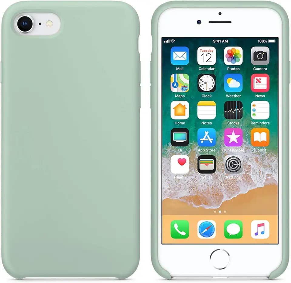 Capa Case Capinha Silicone Interior Aveludado para iPhone 7/8 / SE2 - Verde Água Claro