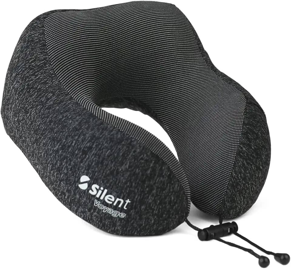 Travesseiro Apoio Encosto de Pescoço Silent para Viagem Ergonômico em Forma de U - Travesseiro ,ótimo para viajar,dormir, relaxar em casa e no trabalho (Preto Mesclado)