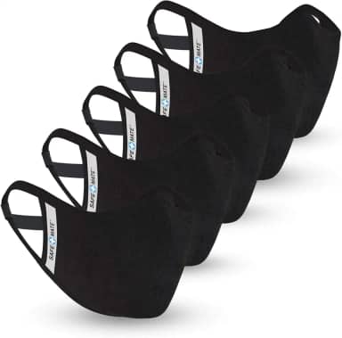 Safe+Mate x Case-Mate – Máscara de tecido – Lavável e Reutilizável – Adulto P/M – Algodão – Com Filtro – Pacote com 5 – Preta