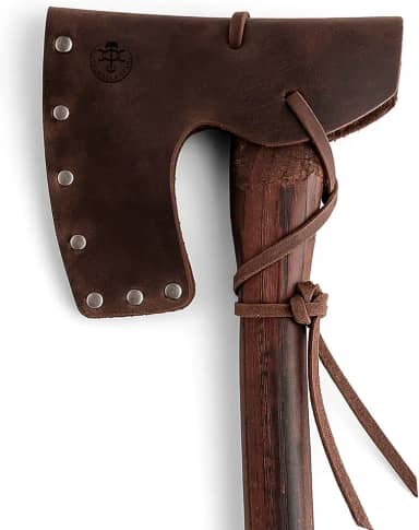 Bainha de Cabeça de Machado Rebitada com Barbante, Capa Protetora, Capa de Segurança para Lâmina, Lenhador, Acessórios de Acampamento, Couro de Flor Integral, Feito À Mão, Marrom Bourb