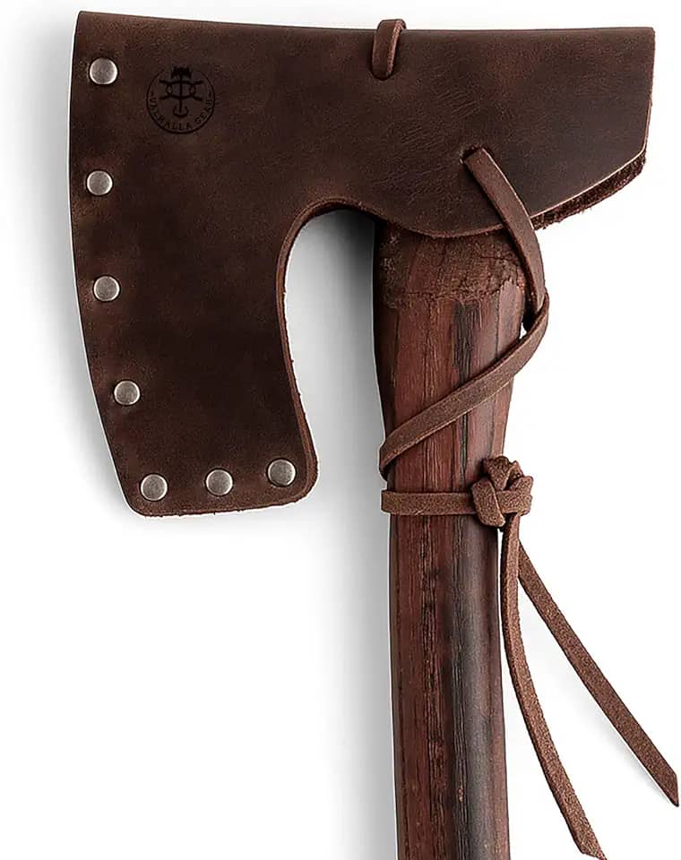 Bainha de Cabeça de Machado Rebitada com Barbante, Capa Protetora, Capa de Segurança para Lâmina, Lenhador, Acessórios de Acampamento, Couro de Flor Integral, Feito À Mão, Marrom Bourb
