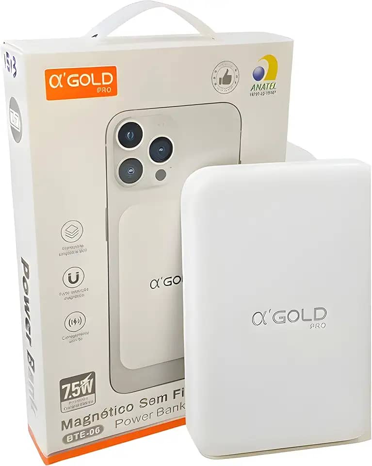 Carregador Portátil Magnético por Indução 10.000mAh – Power Bank Premium com Carregamento Rápido, Sem Fio, Compatível com iPhones MagSafe (XR, 11, 12, 13, 14, 15, 16 e Pro, Pro Max e Plus)