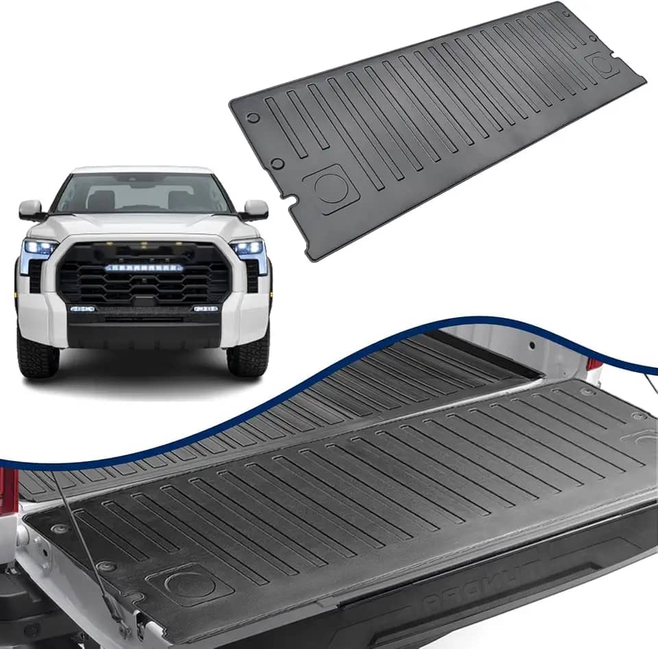 Vanseno Tapete de porta traseira compatível com Toyota Tundra 2022-2024 Forro de cama de caminhão Forro de porta traseira Protetor TPE para acessórios Toyota Tundra 2022 2023 2024 (tapete de portão)