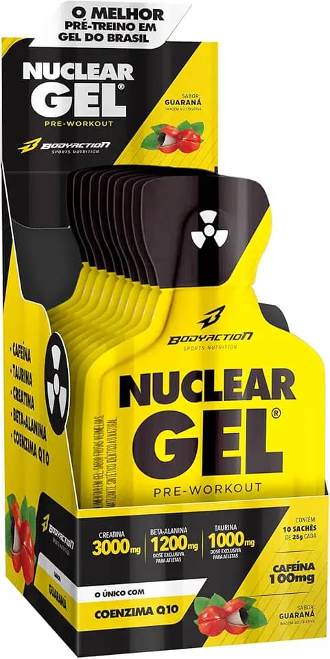 Pré Treino Nuclear Rush Gel 10 Sachês 25g Sabor Guaraná Bodyaction