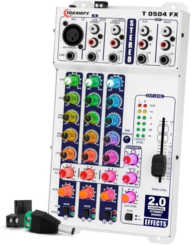 MESA DE SOM TARAMPS T 0504 STEREO FX MULTICOLOR - 5 CANAIS DE ENTRADA
