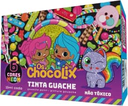 Master, Tinta Guache, 6 cores, Chocolix Neon, 15 ml