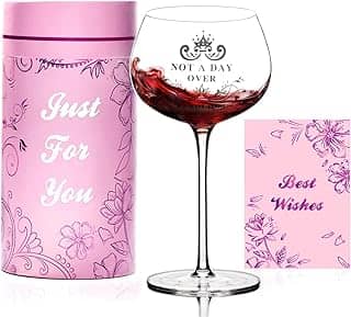 Presentes de aniversário para mulheres exclusivos, Not a Day Over Fabulous Taça de vinho vintage personalizada, presentes de dia das mães, ideias de presente engraçadas para sua mãe, amigas, esposa