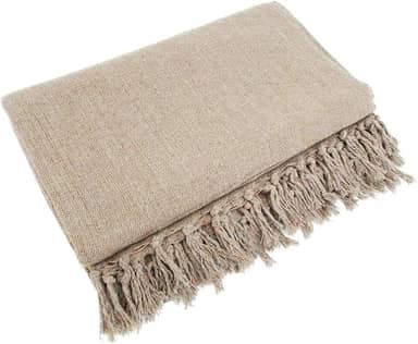 Manta Para Sofá Em Algodão Caramelo Mesclado 2,40 X 1,80