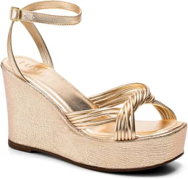 Sandália Feminina Lumiss Anabela Plataforma Confortável Tiras Nó