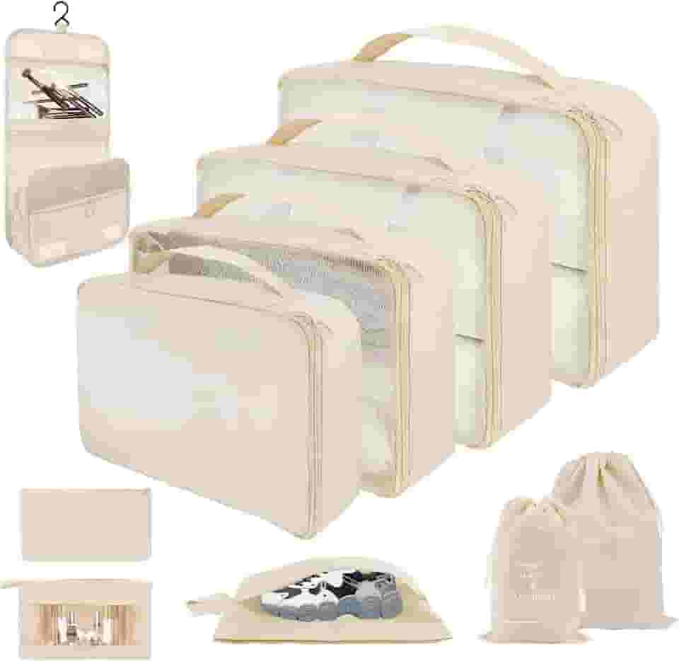 Kit 10 Necessaire Organizadores De Malas Para Viagem - Completo: Necessaire Feminina, Organizador De Bolsa E Mala - Perfeito Acessórios Para Kit Viagem E Organização - Vanova (BEGE)