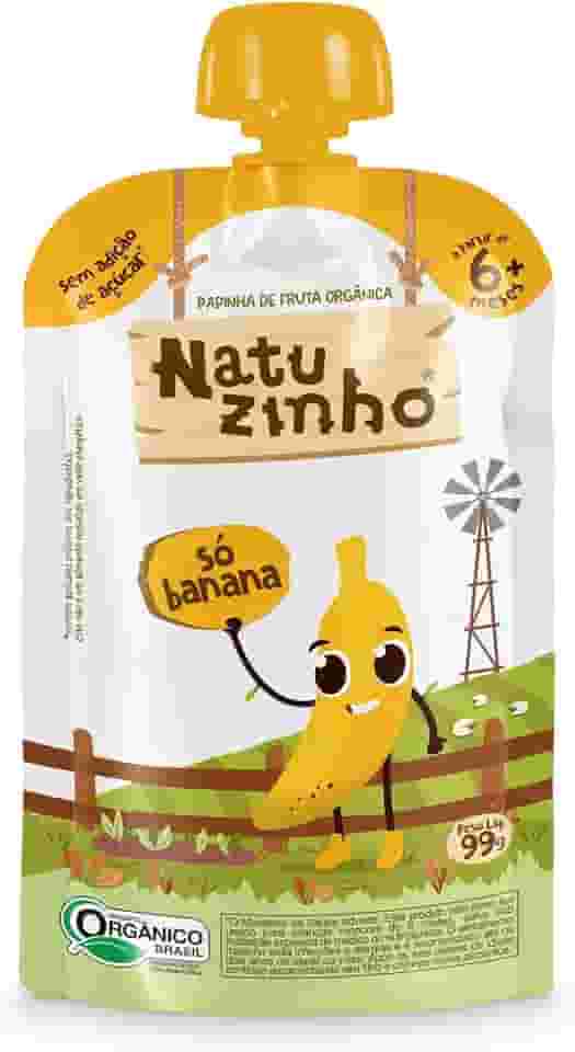Natuzinho, Papinha Orgânica para Bebê, Sabor Banana, Sem Açúcar, Aditivos ou Conservantes, Ideal para Introdução Alimentar, 99g