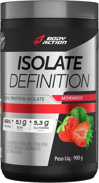 Whey Protein Isolado Isolate Definition 900g Sabor Morango Bodyaction
