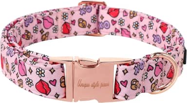 Unique style paws Coleira de cachorro com fivela de metal XO Lábios Vermelhos para Meninos, Médio, Grande, Meninas, Cachorros, Casamentos