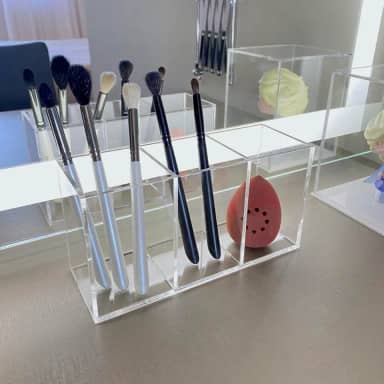 Porta organizador de pincel de maquiagem simples de acrílico transparente