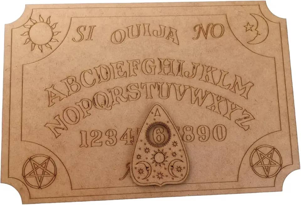 Tabuleiro Tabua Ouija em mdf jogo Wicca completo decoração