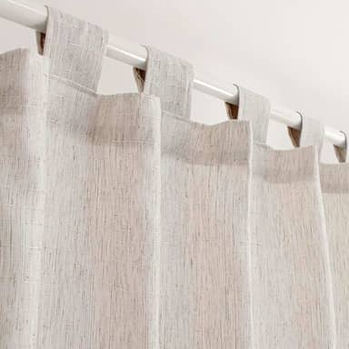 Cortina de Cozinha em Algodão e Linho Bege Claro 2,00m x 1,20m com Alça e Barra Decoração Rústica Gaze Tecido Artesanal Estonado sem Forro Privacidade Translúcida